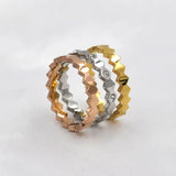 Stackable Tri-Color Geometric Ring with Zircon Crystal Inlay