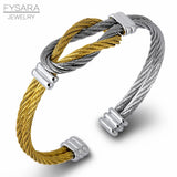Titanium Steel Twisted Cable Wire Bracelet Unisex Punk Cuff Knot Bangle