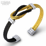 Titanium Steel Twisted Cable Wire Bracelet Unisex Punk Cuff Knot Bangle