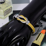 Titanium Steel Twisted Cable Wire Bracelet Unisex Punk Cuff Knot Bangle