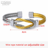Titanium Steel Twisted Cable Wire Bracelet Unisex Punk Cuff Knot Bangle