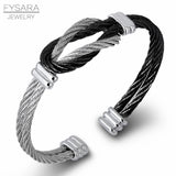 Titanium Steel Twisted Cable Wire Bracelet Unisex Punk Cuff Knot Bangle