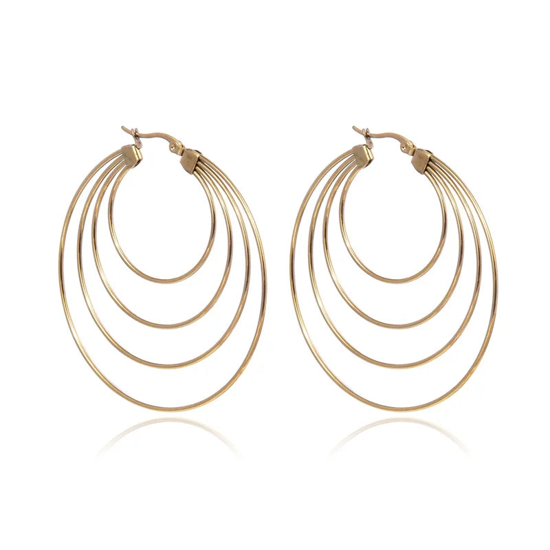 Geometric Big Hoop Earrings Stainless Steel Daily Statement Jewelry
