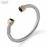 Cable Wire Bangle Cuff Bracelets Classic Jewelry for Women Men