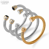 Cable Wire Bangle Cuff Bracelets Classic Jewelry for Women Men