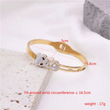 Tiger Head Stainless Steel Bracelet with Zircon Inlay