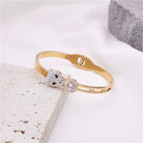 Tiger Head Stainless Steel Bracelet with Zircon Inlay