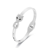 Tiger Head Stainless Steel Bracelet with Zircon Inlay