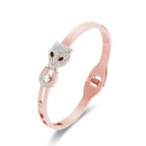 Tiger Head Stainless Steel Bracelet with Zircon Inlay
