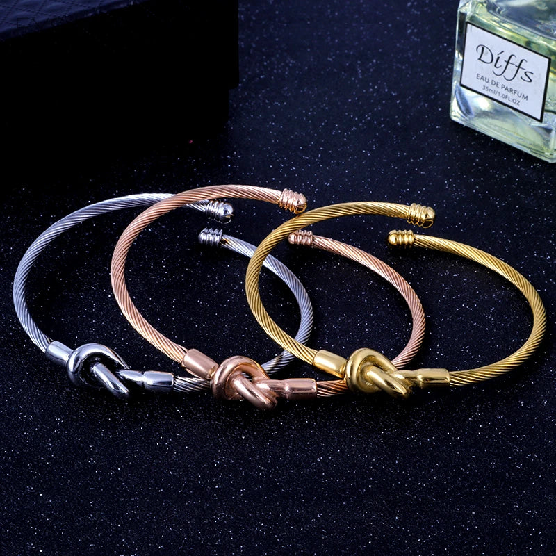 Vintage Tie Knot Cuff Bracelet for Women Charms Bangle Valentines Gift