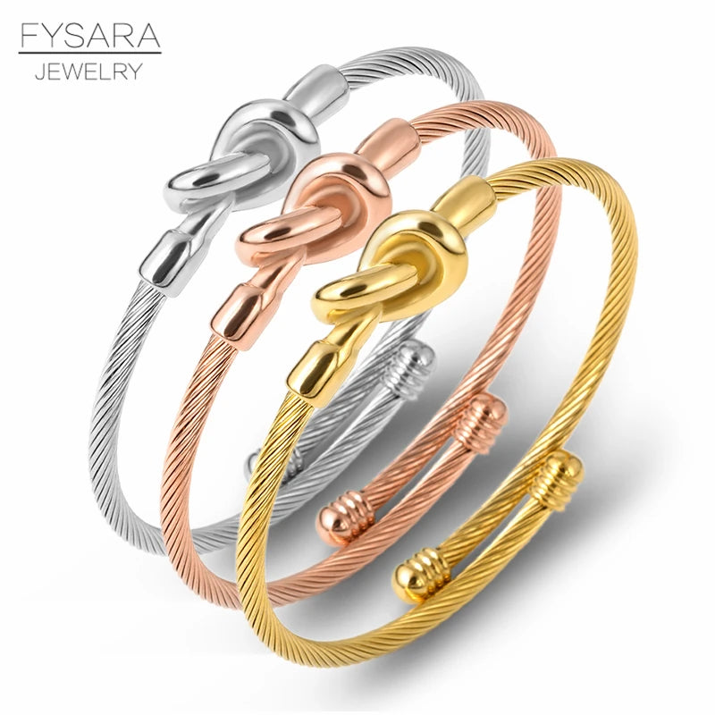 Vintage Tie Knot Cuff Bracelet for Women Charms Bangle Valentines Gift