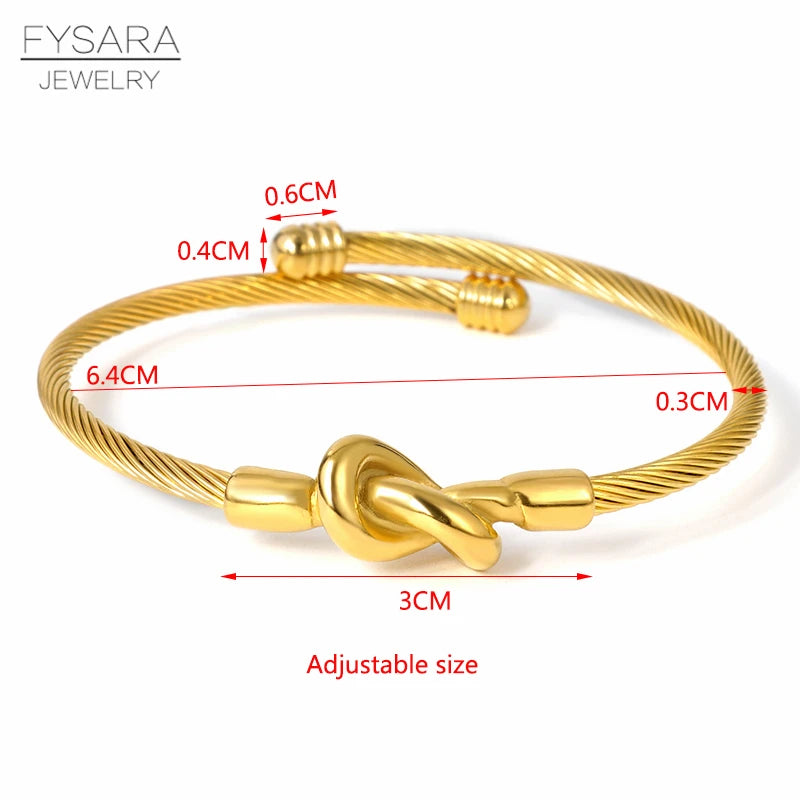 Vintage Tie Knot Cuff Bracelet for Women Charms Bangle Valentines Gift