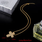 Winter Crystals Cross Pendant Necklace Men Punk Religious Jewelry