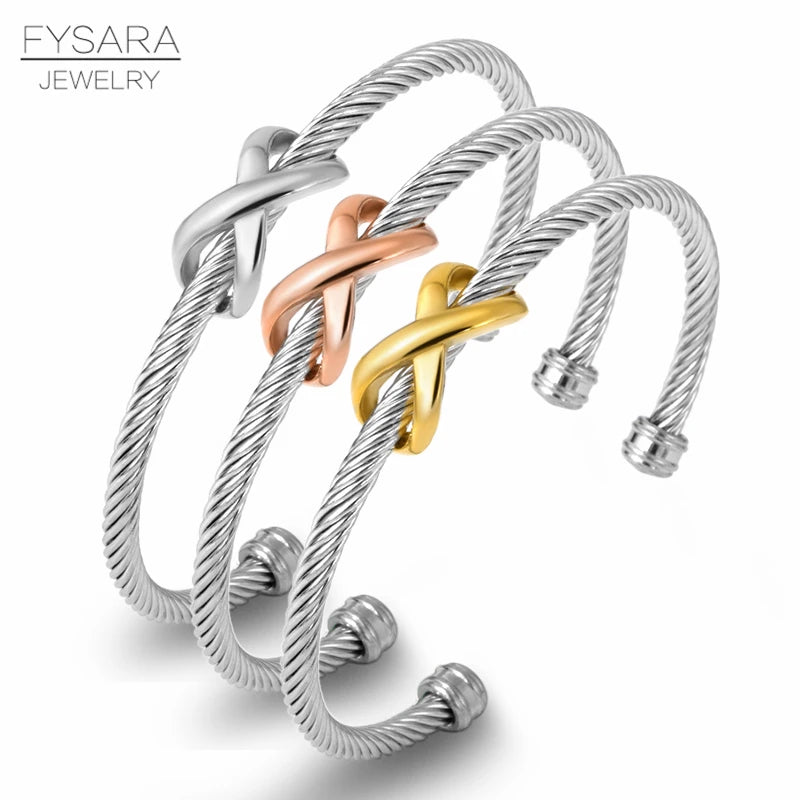 X Bangle Cable Wire Bracelet Antique Bangles Vintage Women Cuff