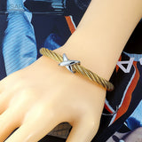 Cross Cuff Charm Bracelets Stainless Steel Bangles Punk Jewelry