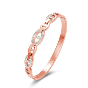 Zircon Bracelet Stainless Steel Woman Bangle Rose Plated Jewelry