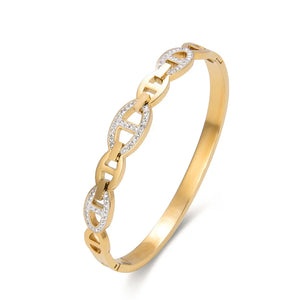 Zircon Bracelet Stainless Steel Woman Bangle Rose Plated Jewelry