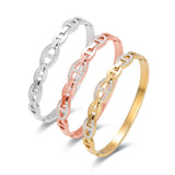 Zircon Bracelet Stainless Steel Woman Bangle Rose Plated Jewelry