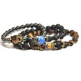 Copper Crown Tiger Eye Stone Beads Bracelet