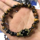 Copper Crown Tiger Eye Stone Beads Bracelet