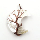 Crescent Moon Shell Pendant Tree of Life Vintage Style Jewelry