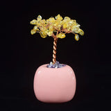 Tree of Life Amethysts Stone Pendant with Yellow Citrines Crystal