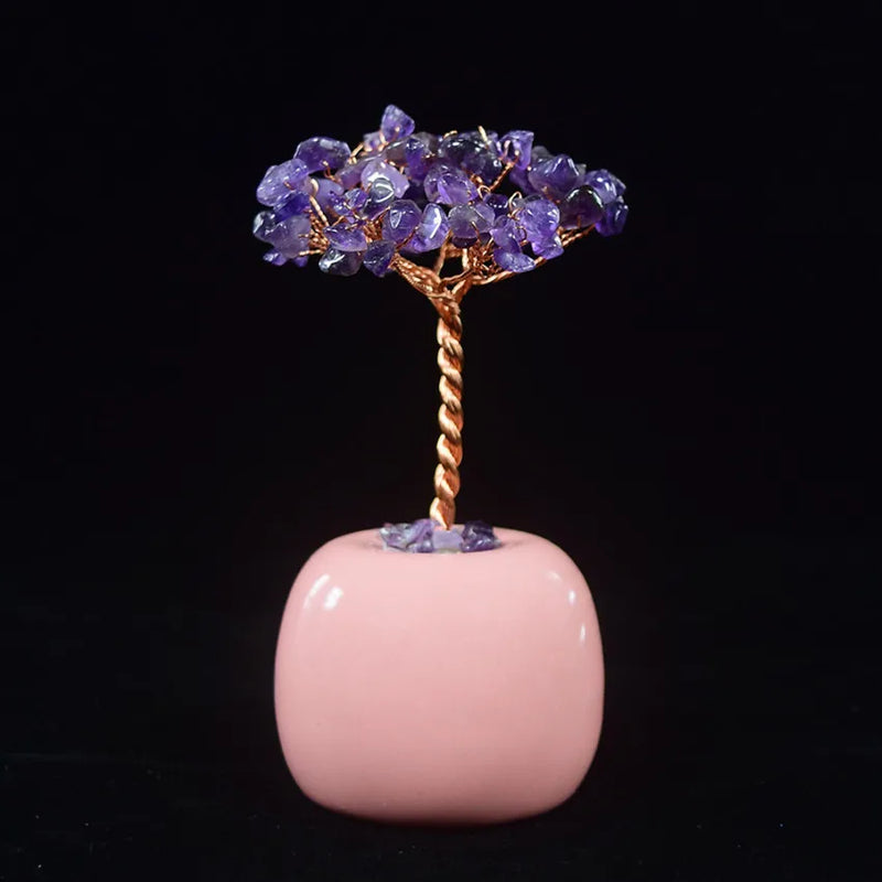 Tree of Life Amethysts Stone Pendant with Yellow Citrines Crystal