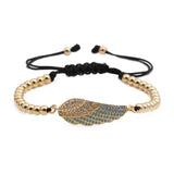 Light Yellow Angel Wing Bracelet with Metal Ball Beads
