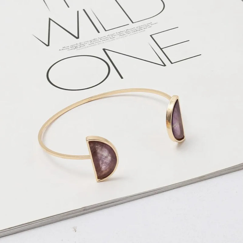 Light Yellow Quartz Stone Open Bangle Jewelry