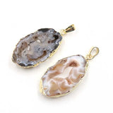 Light Yellow Agates Geode Pendant for Gift Charm Jewelry