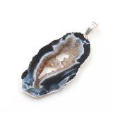 Light Yellow Agates Geode Pendant for Gift Charm Jewelry