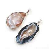 Light Yellow Agates Geode Pendant for Gift Charm Jewelry