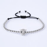 Light Yellow Leopard Connect Metal Round Beads Weave Elastic Bracelet