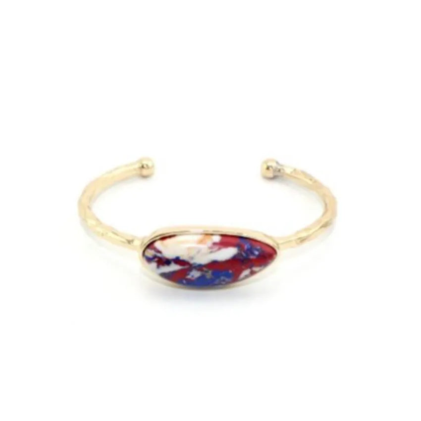 FYSL Oval Quartz Stone Bangle, Various Colors, Gift Jewelry