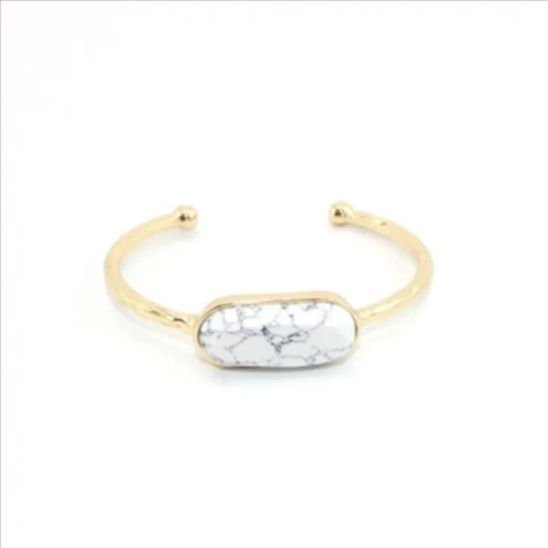 FYSL Oval Quartz Stone Bangle, Various Colors, Gift Jewelry