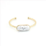 FYSL Oval Quartz Stone Bangle, Various Colors, Gift Jewelry