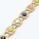 Geometric Rose Pink Quartz Link Chain Bracelet Lapis Lazuli Jewelry