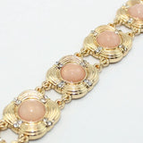 Geometric Rose Pink Quartz Link Chain Bracelet Lapis Lazuli Jewelry