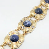Geometric Rose Pink Quartz Link Chain Bracelet Lapis Lazuli Jewelry