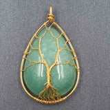Water Drop Crystal Stone Pendant Wire Wrap Anniversary Gift Jewelry
