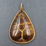 Water Drop Crystal Stone Pendant Wire Wrap Anniversary Gift Jewelry
