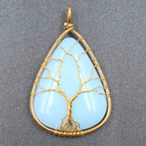 Water Drop Crystal Stone Pendant Wire Wrap Anniversary Gift Jewelry