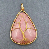Water Drop Crystal Stone Pendant Wire Wrap Anniversary Gift Jewelry