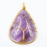 Water Drop Crystal Stone Pendant Wire Wrap Anniversary Gift Jewelry