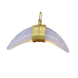 Wire Wrap Horn Shape Quartz Stone Pendant Charm Jewelry