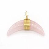 Wire Wrap Horn Shape Quartz Stone Pendant Charm Jewelry