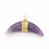 Wire Wrap Horn Shape Quartz Stone Pendant Charm Jewelry