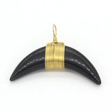 Wire Wrap Horn Shape Quartz Stone Pendant Charm Jewelry