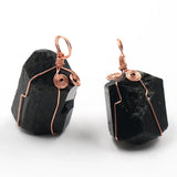 Irregular Tourmaline Stone Pendant With Rose Wire Wrap
