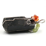 Irregular Tourmaline Stone Pendant With Rose Wire Wrap